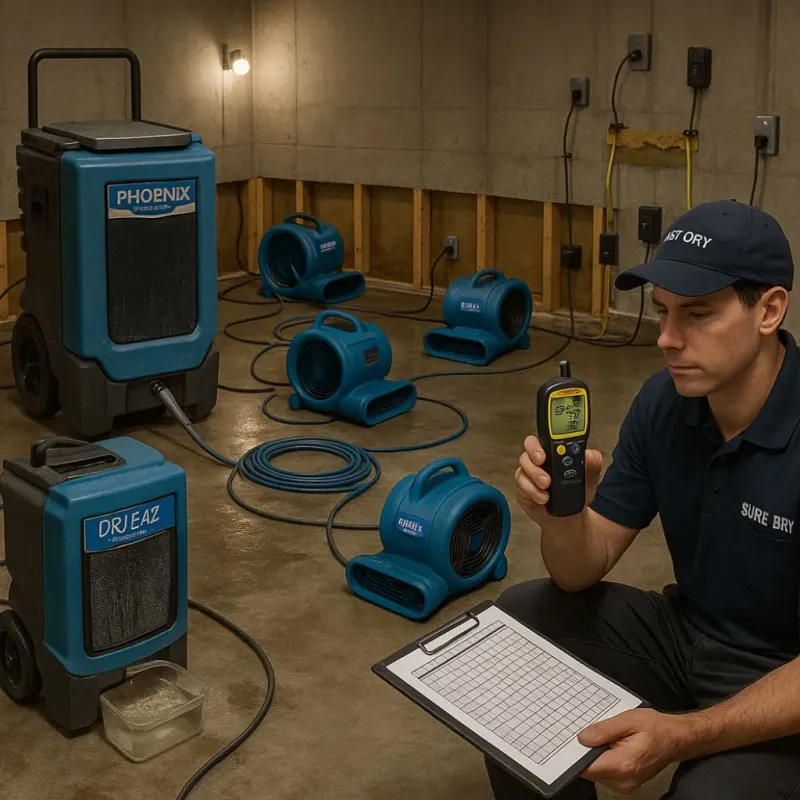 Structural Drying and Dehumidification process in Victoria, MN